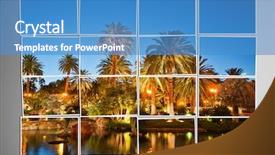  Presentation with vacation album - Amazing PPT theme having photo cut into pieces backdrop and a teal colored foreground