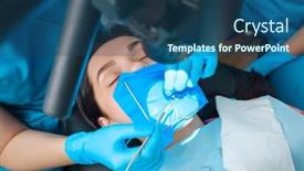  Presentation with endodontic - Presentation theme featuring photo-endodontic-treatment-of-dental background and a ocean colored foreground