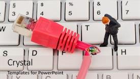  Presentation with problem solving - PPT theme having photo for internet failure maintenance background and a soft green colored foreground