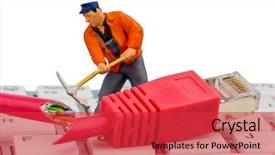  Presentation with connector - Presentation theme enhanced with photo for internet failure maintenance background and a red colored foreground