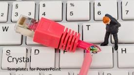  Presentation with connector - Theme with photo for internet failure maintenance background and a soft green colored foreground