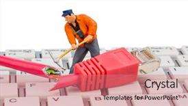  Presentation with problem solving - Presentation theme consisting of photo for internet failure maintenance background and a  colored foreground