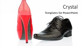  Presentation with men shoes - PPT theme having photo for partnership and equality background and a white colored foreground