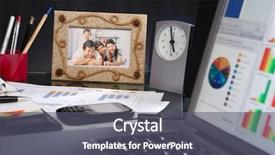 Presentation with family photo - Colorful presentation enhanced with photo frame - office desk full of stuff backdrop and a gray colored foreground