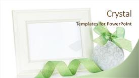  Presentation with christmas ribbon festive - PPT theme enhanced with photo frame and christmas decor background and a cream colored foreground