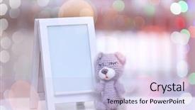  Presentation with baby celebration - Audience pleasing PPT layouts consisting of photo frame and toy backdrop and a light blue colored foreground