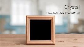  Presentation with living room - Slide deck consisting of photo-frame-on-the-wooden background and a light gray colored foreground