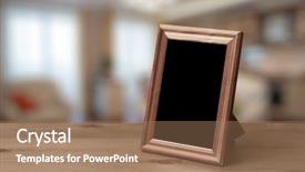  Presentation with living room - Slides featuring photo frame on the wooden background and a coral colored foreground