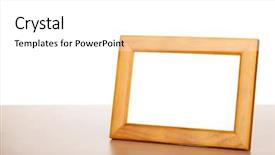  Presentation with frame - Audience pleasing PPT theme consisting of photo frame on wood table backdrop and a white colored foreground