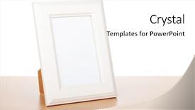  Presentation with frame - Presentation design consisting of photo frame on wood table background and a white colored foreground