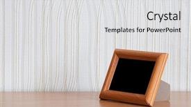  Presentation with frame - Presentation enhanced with photo frame on wooden table background and a  colored foreground