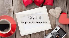  Presentation with valentines day - Colorful slide deck enhanced with photo frame red roses coffee backdrop and a soft green colored foreground