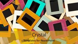  Presentation with metal frames frame and steel - Colorful presentation theme enhanced with photo frames for slide - art backdrop and a gold colored foreground