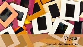 Presentation with art - Presentation theme enhanced with photo frames for slide - art background and a  colored foreground
