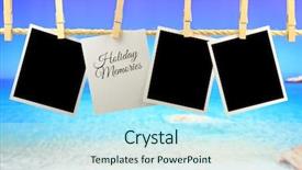  Presentation with vacation album - Beautiful PPT theme featuring photo frames hanging backdrop and a arctic colored foreground