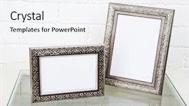  Presentation with brick wall - Amazing presentation design having photo frames on coffee table backdrop and a sky blue colored foreground