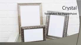  Presentation with metal frames frame and steel - Slides consisting of photo frames on coffee table background and a white colored foreground