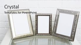  Presentation with brick wall - Colorful slide set enhanced with photo frames on coffee table backdrop and a white colored foreground