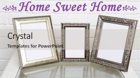  Presentation with brick wall - Amazing PPT theme having photo frames on coffee table backdrop and a mint green colored foreground