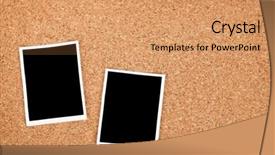  Presentation with cork - Theme with photo frames on cork texture background with copyspace background and a coral colored foreground