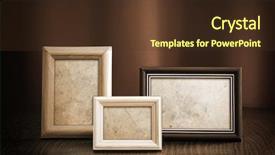  Presentation with photo - Presentation theme featuring photo frames on red background background and a tawny brown colored foreground