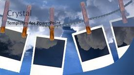  Presentation with metal frames frame and steel - Theme with string lights - photo frames with cloudy sky background and a teal colored foreground