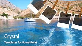  Presentation with vacation album - Slides enhanced with photo frames with holiday theme background and a teal colored foreground