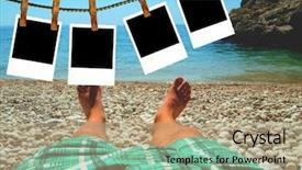  Presentation with vacation album - Colorful slides enhanced with photo frames with holiday theme backdrop and a coral colored foreground