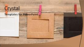  Presentation with aged wood - Presentation design enhanced with photo frames with pins background and a coral colored foreground