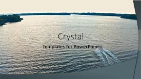  Presentation with speedboat - Theme featuring photo-from-a-drone-above background and a soft green colored foreground