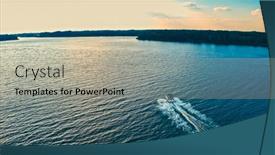  Presentation with speedboat - PPT layouts having photo-from-a-drone-above background and a light gray colored foreground