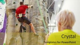  Presentation with mountain climbing rope - Cool new presentation theme with photo from back of sportsman backdrop and a  colored foreground