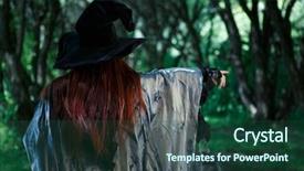  Presentation with photo - Audience pleasing PPT theme consisting of photo from back of witch backdrop and a  colored foreground