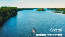  Presentation with speedboat - Theme consisting of photo-from-drone-above background and a teal colored foreground