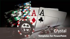  Presentation with gambling - PPT theme having close up stacked coins - photo gambling chips background and a gray colored foreground