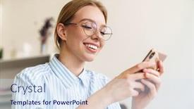  Presentation with architect - Cool new theme with photo-happy-nice-woman-architect backdrop and a sky blue colored foreground