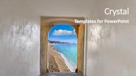  Presentation with korean arch - PPT theme enhanced with photo illustration arch and beach background and a gray colored foreground