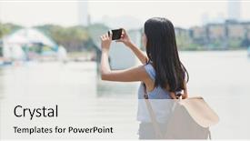  Presentation with smart city - Colorful PPT theme enhanced with photo in city of shenzhen backdrop and a  colored foreground