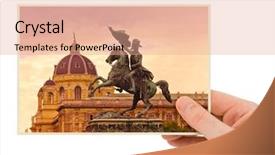  Presentation with hand to hand - Slides with photo isolated on white background background and a coral colored foreground