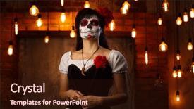  Presentation with halloween - Cool new slide deck with photo light bulb black - halloween picture of woman backdrop and a wine colored foreground