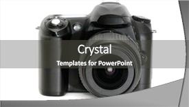  Presentation with black light - Colorful slides enhanced with photo light bulb black - photocamera isolated on a white backdrop and a dark gray colored foreground