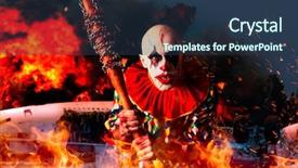  Presentation with clown - PPT theme consisting of photo manipulation - crazy bloody clown airplane background and a tawny brown colored foreground