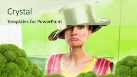  Presentation with apron - Beautiful PPT layouts featuring photo manipulation - crazy housewife in apron backdrop and a soft green colored foreground