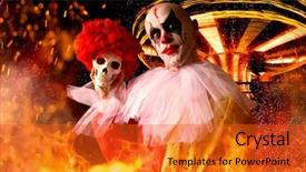  Presentation with amusement park - Presentation theme enhanced with photo manipulation - mad bloody clown holds human background and a red colored foreground