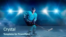  Presentation with ice hockey - Beautiful slide set featuring photo manipulation - one hockey player skating backdrop and a ocean colored foreground