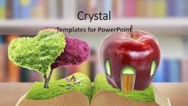  Presentation with green nature - Beautiful presentation featuring photo manipulation - open book in green grass backdrop and a coral colored foreground