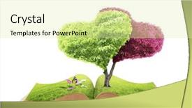  Presentation with green nature - Beautiful slides featuring photo manipulation - open book in green grass backdrop and a soft green colored foreground