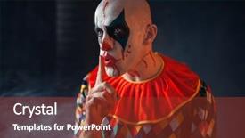  Presentation with quiz shows - PPT layouts featuring photo manipulation - portrait of mad bloody clown background and a tawny brown colored foreground