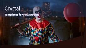  Presentation with scary - Presentation theme consisting of photo manipulation - scary bloody clown with baseball background and a ocean colored foreground