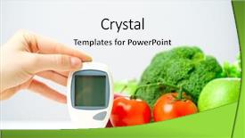 Presentation with glucometer - Presentation design with man's hand with glucometer background and a sky blue colored foreground